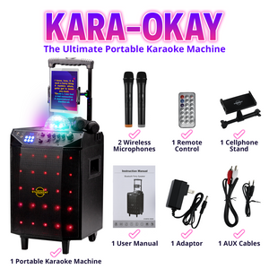 Starument Karaoke Machine  USB AUX &  2 Wireless  Microphone Disco Ball