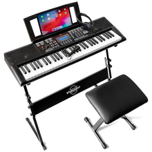 Load image into Gallery viewer, Starument 61 Key Premium Electric Keyboard Piano for Beginners with Stand, Built-in Dual Speakers, Microphone, Headphone, Bench &amp; Display Panel